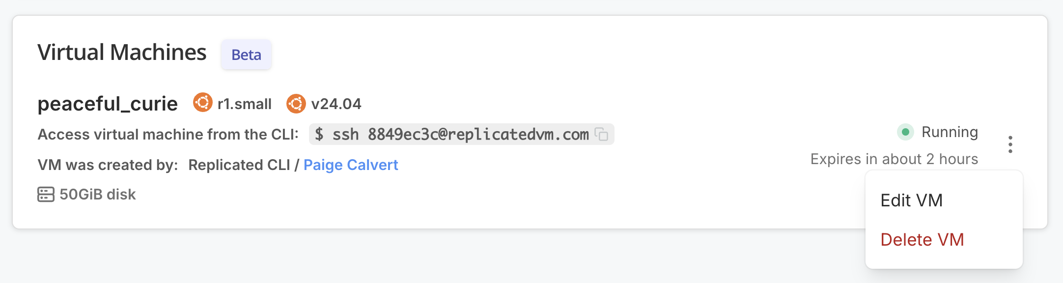 Edit VM in the dot menu